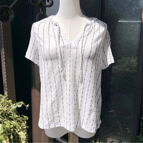 Madewell Boho Flowy Tie-Neck Tunic Top - Picture 1 of 6